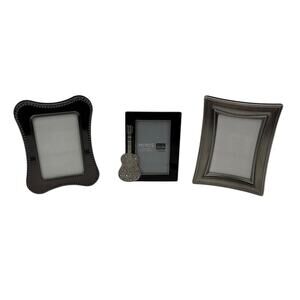 Set 3 Mini Decorative Photo Frames Gunmetal Silver Picture Guitar Desk Decor
